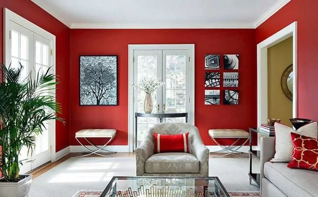 Modern Living Room Designs in Rich and Energetic Red Colors