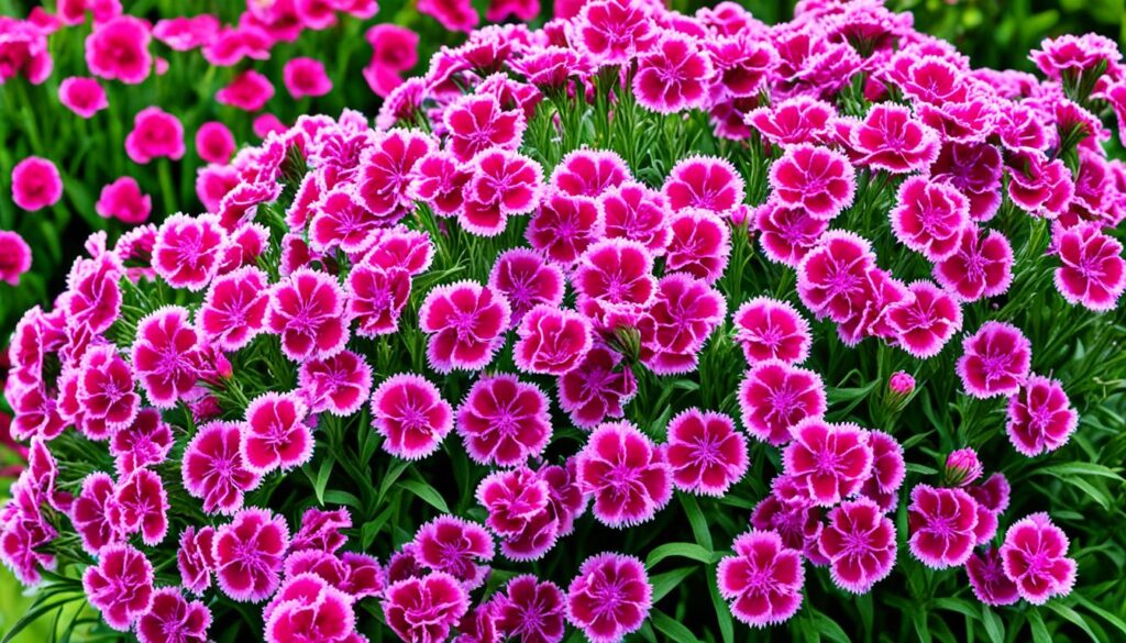 brightly colored fringed flower heads