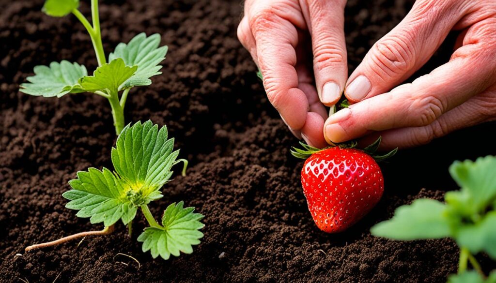 harvesting bare root strawberries