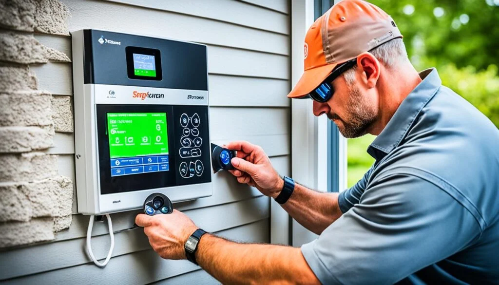 Home security system being installed by a skilled professional