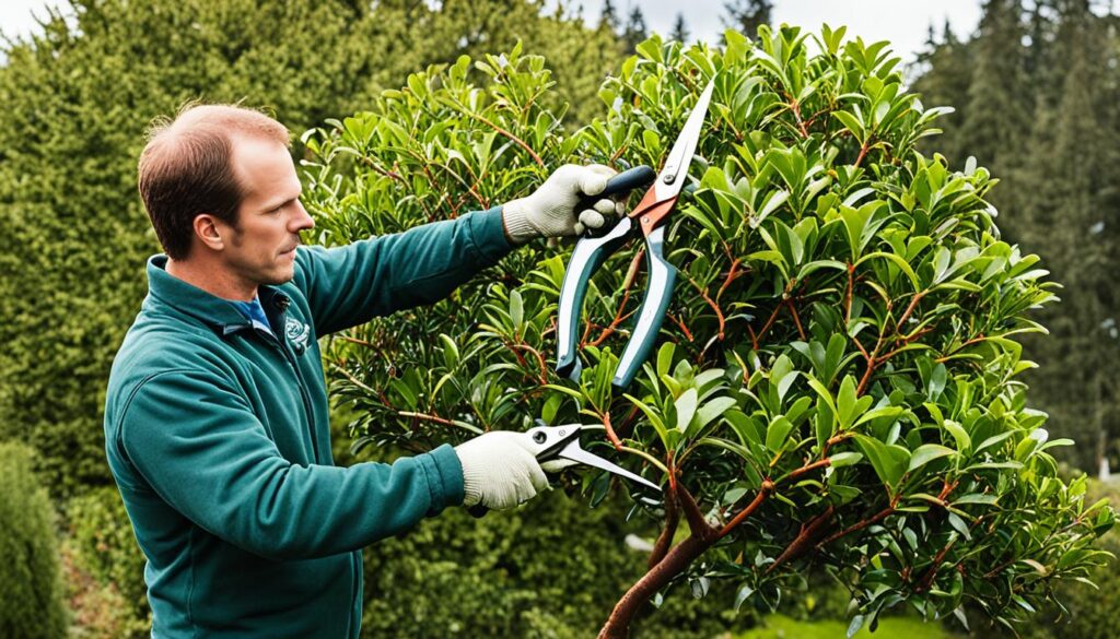 Pruning young Arbutus Unedo sapling